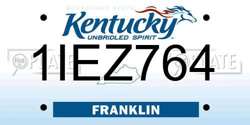 1IEZ764 Kentucky License Plate