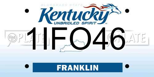 1IFO46 Kentucky License Plate