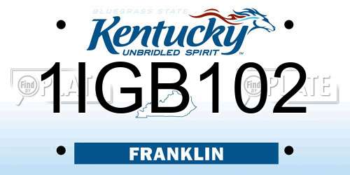 1IGB102 Kentucky License Plate