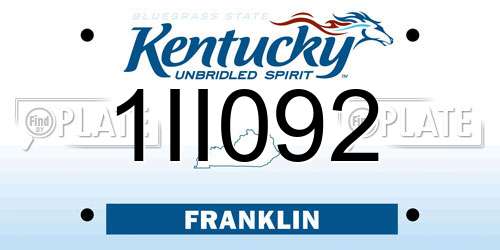 1II092 Kentucky License Plate