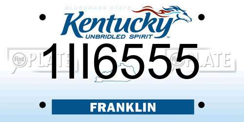 1II6555 Kentucky License Plate