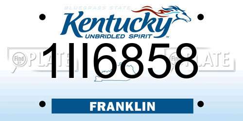 1II6858 Kentucky License Plate