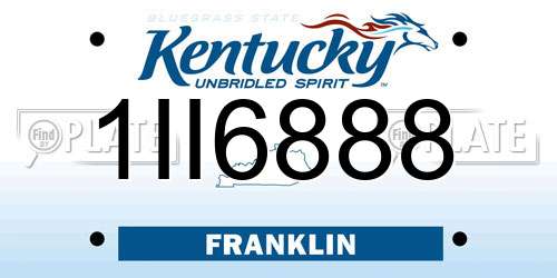 1II6888 Kentucky License Plate