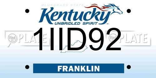 1IID92 Kentucky License Plate