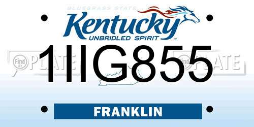 1IIG855 Kentucky License Plate