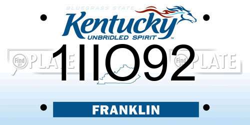 1IIO92 Kentucky License Plate