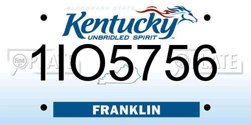 1IO5756 Kentucky License Plate