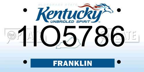 1IO5786 Kentucky License Plate