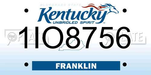 1IO8756 Kentucky License Plate