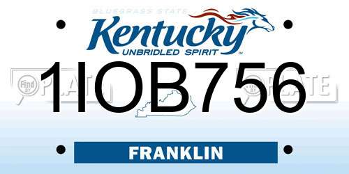 1IOB756 Kentucky License Plate