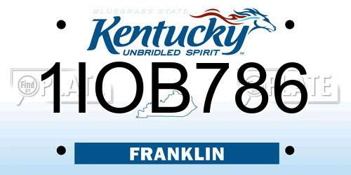 1IOB786 Kentucky License Plate