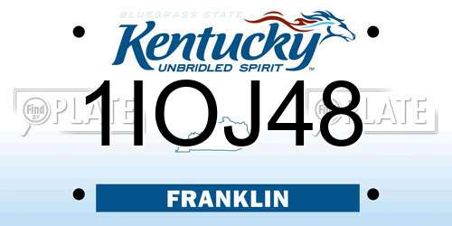 1IOJ48 Kentucky License Plate