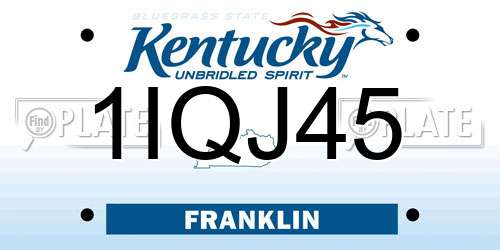 1IQJ45 Kentucky License Plate