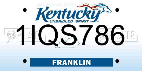 1IQS786 Kentucky License Plate