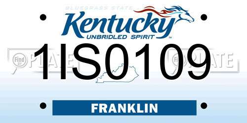 1IS0109 Kentucky License Plate
