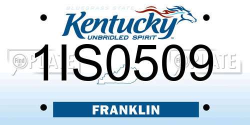 1IS0509 Kentucky License Plate
