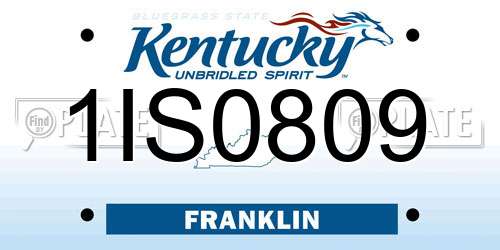 1IS0809 Kentucky License Plate