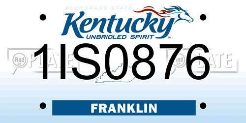 1IS0876 Kentucky License Plate