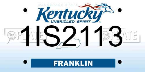 1IS2113 Kentucky License Plate