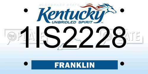 1IS2228 Kentucky License Plate