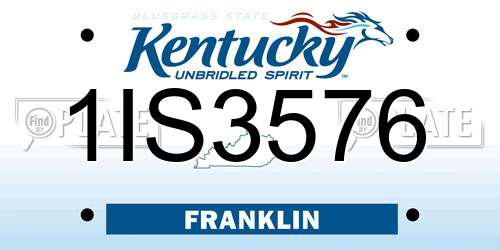 1IS3576 Kentucky License Plate