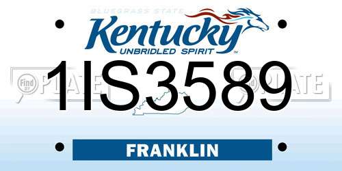 1IS3589 Kentucky License Plate