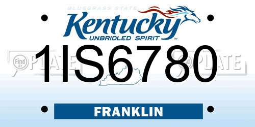 1IS6780 Kentucky License Plate