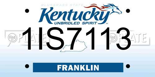 1IS7113 Kentucky License Plate