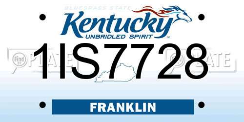 1IS7728 Kentucky License Plate