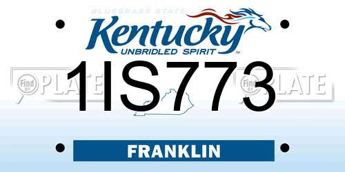 1IS773 Kentucky License Plate