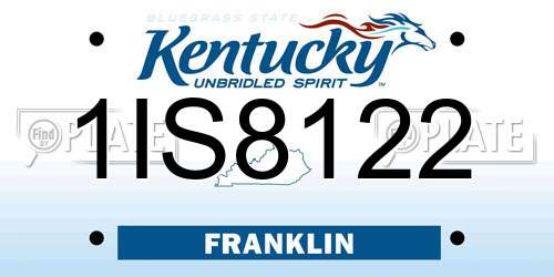 1IS8122 Kentucky License Plate