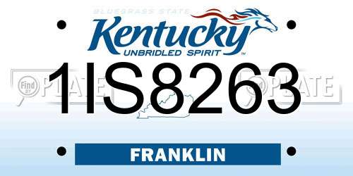 1IS8263 Kentucky License Plate