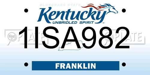 1ISA982 Kentucky License Plate