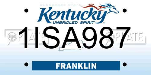 1ISA987 Kentucky License Plate