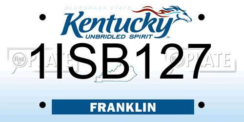 1ISB127 Kentucky License Plate