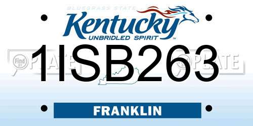 1ISB263 Kentucky License Plate