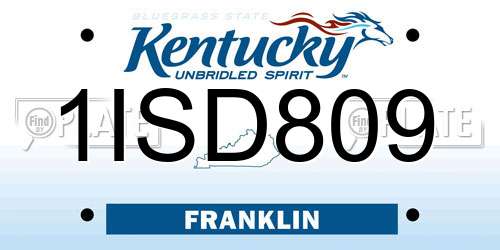 1ISD809 Kentucky License Plate
