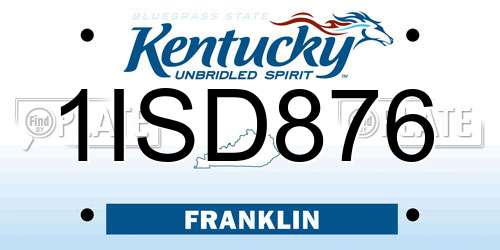 1ISD876 Kentucky License Plate