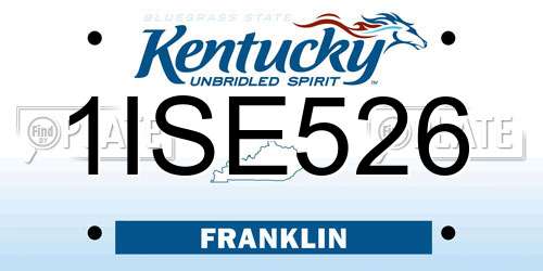 1ISE526 Kentucky License Plate