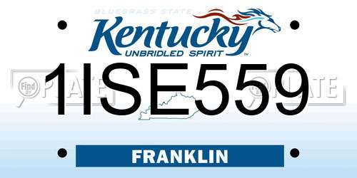 1ISE559 Kentucky License Plate