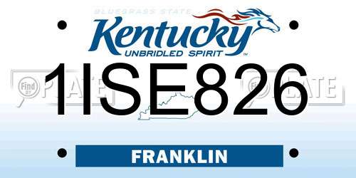 1ISE826 Kentucky License Plate