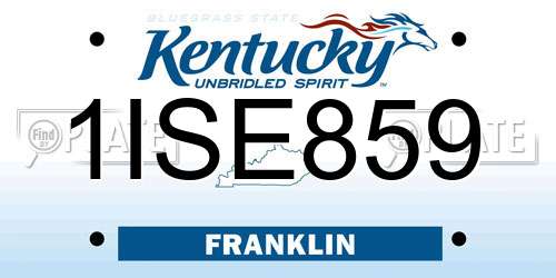 1ISE859 Kentucky License Plate