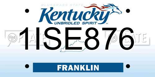 1ISE876 Kentucky License Plate