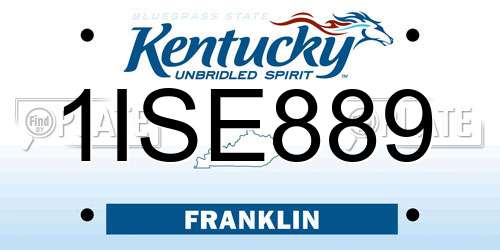 1ISE889 Kentucky License Plate
