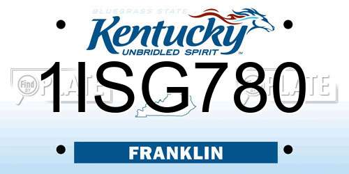 1ISG780 Kentucky License Plate