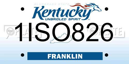 1ISO826 Kentucky License Plate