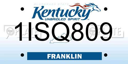 1ISQ809 Kentucky License Plate
