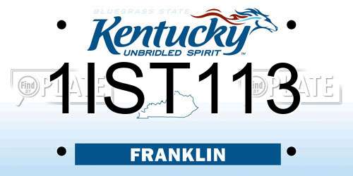1IST113 Kentucky License Plate