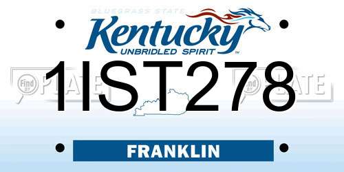 1IST278 Kentucky License Plate