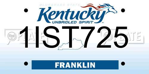 1IST725 Kentucky License Plate